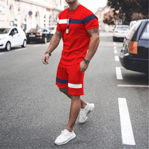 Image of 3D Casual Men's T-shirt Set Summer Beach Shorts Sportswear-FrenzyAfricanFashion.com