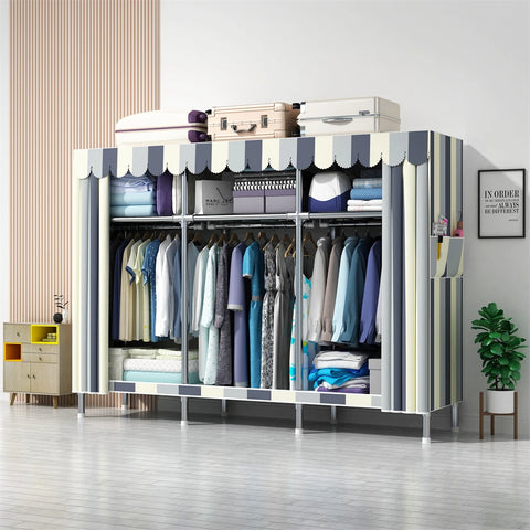 Image of Wardrobe Wardrobe with 23MM Steel Pipe Bedroom Foldable Cloth Wardrobe-FrenzyAfricanFashion.com