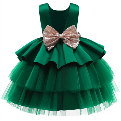 Image of Toddler Baby Girl Dress Big Bow Baptism Dress-FrenzyAfricanFashion.com