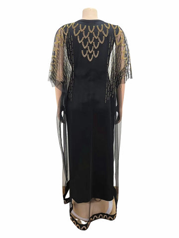 Image of Two-Piece Dresses Women Mesh Caftan Abaya Robe Clothes-FrenzyAfricanFashion.com