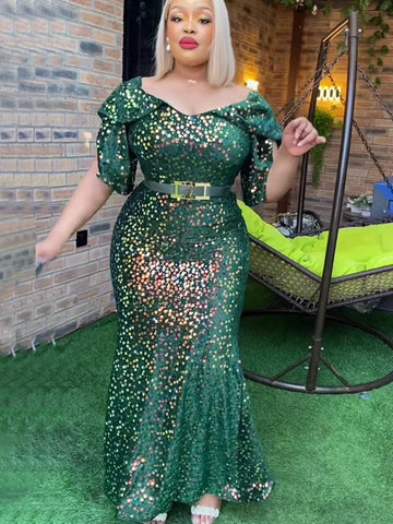 Image of Elegant African Evening Dresses for Women Plus Size Turkey Wedding Party Long Dress Dashiki Ankara Outfits Robe Africa Clothing-FrenzyAfricanFashion.com