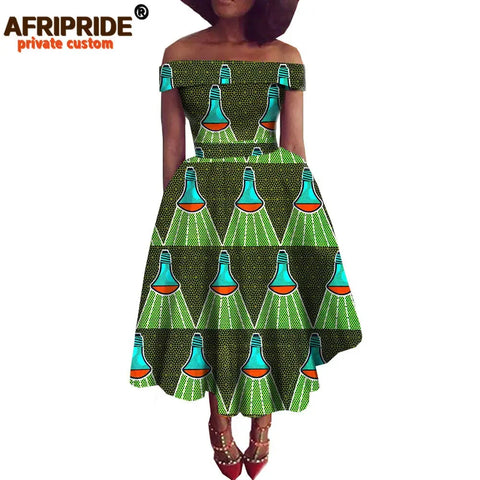 Image of Women Print Off Shoulder Traditional African Clothing Strapless Dress Ankara-FrenzyAfricanFashion.com