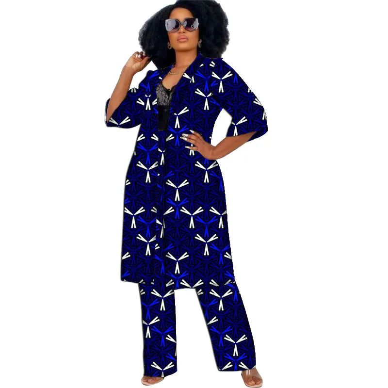 Women Clothing Set Half Sleeve Tops With Straight Pants Ankara Outfits-FrenzyAfricanFashion.com