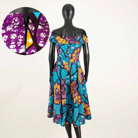 Image of Women Print Off Shoulder Traditional African Clothing Strapless Dress Ankara-FrenzyAfricanFashion.com