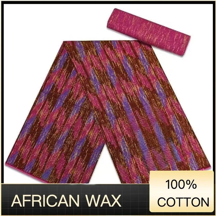 Ankara African Fabric kente gold Real Wax Dress Craft DIY Cotton 4+2yards-FrenzyAfricanFashion.com