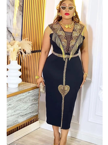 Image of Plus Size African Wedding Party Dresses for Women 2024 New Dashiki Ankara Evening Gown Elegant Turkey Outfit Robe Africa Clothes-FrenzyAfricanFashion.com