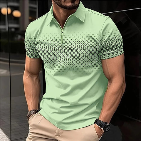 Image of Summer Men Short Sleeve Polo Shirt Fashion 3D T-Shir Lapel Golf Shirt Casual-FrenzyAfricanFashion.com