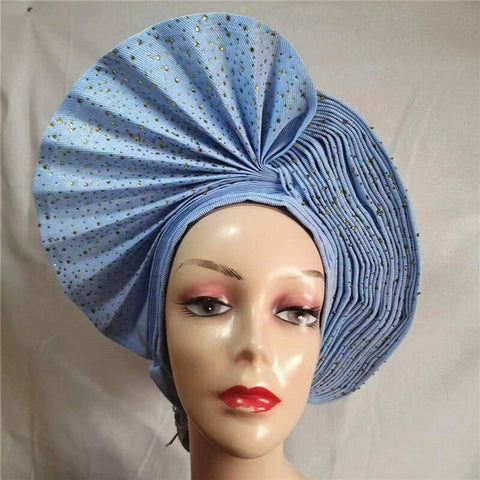 Image of sego gele headtie turbans for women hats for women auto gele headtie already made 2022 aso oke fashion bonnets head wraps-FrenzyAfricanFashion.com