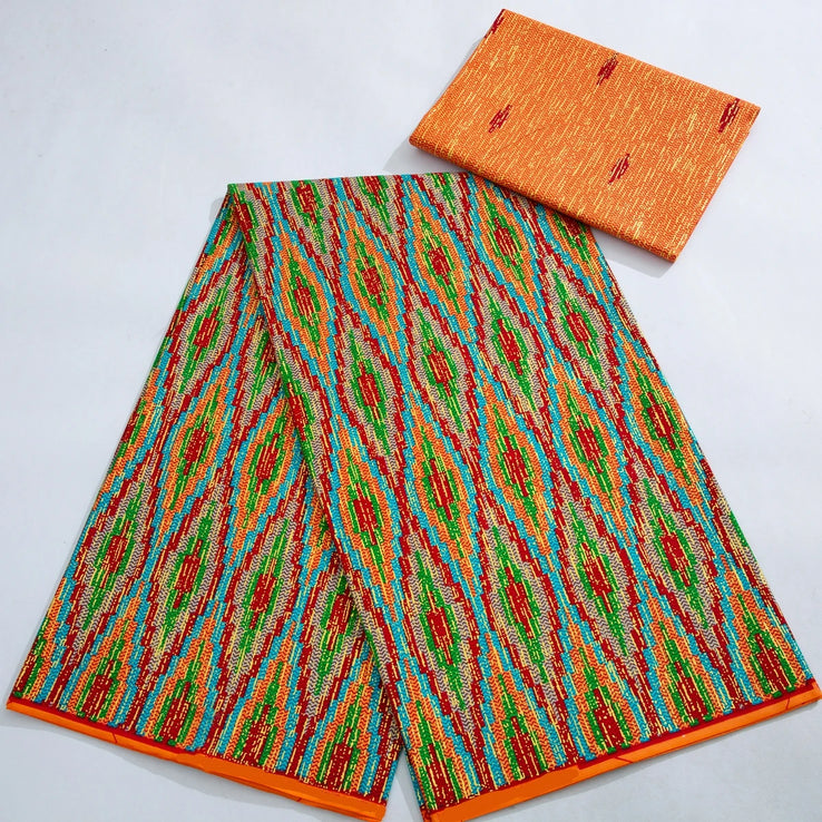 Kente Wax Print Fabric African Real Wax Fabric 100% Cotton Gold Print High Quality Dress-FrenzyAfricanFashion.com