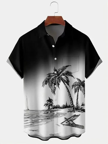 Image of Hawaiian 3D geometric printing short sleeved top for men's vacation casual shirt-FrenzyAfricanFashion.com