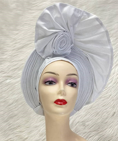 Image of sego gele headtie turbans for women hats for women auto gele headtie already made 2022 aso oke fashion bonnets head wraps-FrenzyAfricanFashion.com