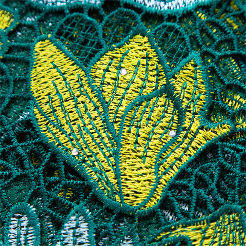 Image of 5 Yards Embroidery Guipure Cord with Stones Fabric-FrenzyAfricanFashion.com