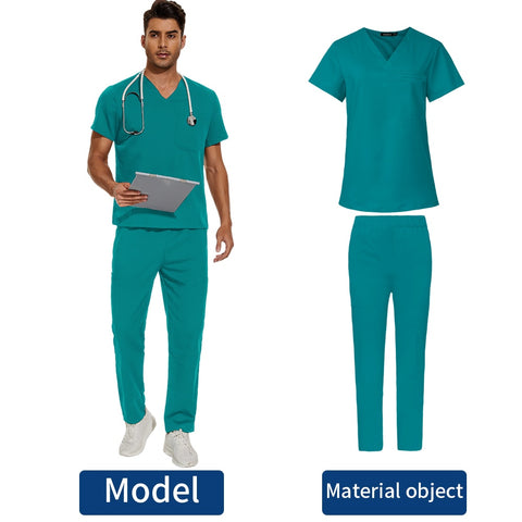 Image of Scrubs Medical Uniform Clinic Hospital Doctor Overalls V-neck Fashion Scrub Pharmacy Nurse Clothes-FrenzyAfricanFashion.com