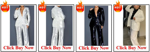 Image of Casual Pant Sets 2 Piece Women Long Sleeve Sequins Blouses Tops And Straight Pants Suits Outfits Two Piece Matching Set Outfit-FrenzyAfricanFashion.com