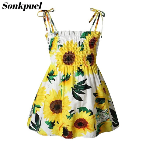 Image of Girls Sleeveless Flower Sundress Summer Beach Strap Princess Dress Cotton Children Clothes girls Casual Dresses-FrenzyAfricanFashion.com