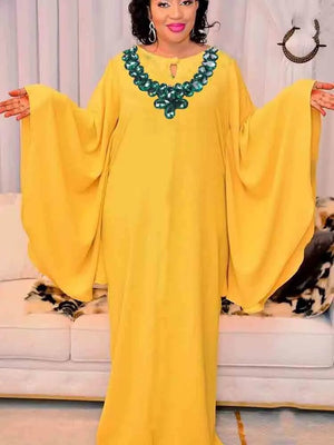 Muslim Women Clothing Dashiki Robe Silk Clothing Party Long Dresses-FrenzyAfricanFashion.com