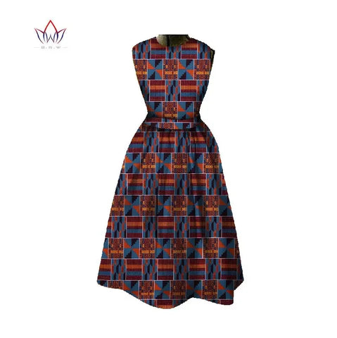 Image of Women Dashiki Midi Length Print Dresses-FrenzyAfricanFashion.com