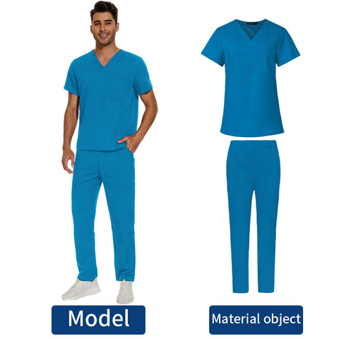 Image of Scrubs Medical Uniform Clinic Hospital Doctor Overalls V-neck Fashion Scrub Pharmacy Nurse Clothes-FrenzyAfricanFashion.com