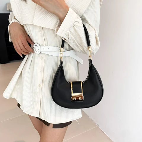 Image of PU Solid Color Single Shoulder Women's Bag Versatile Underarm Bag-FrenzyAfricanFashion.com