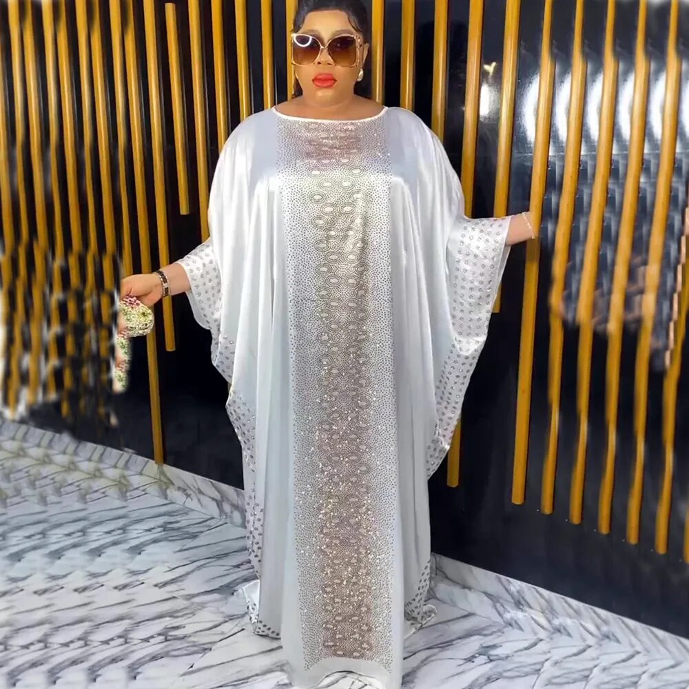 African Dresses Satin Women Kaftan Maxi Abaya-FrenzyAfricanFashion.com