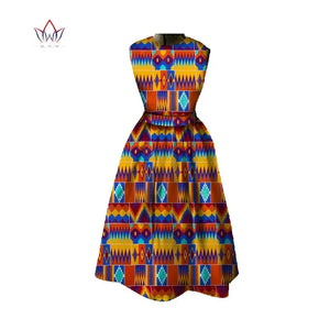 Women Dashiki Midi Length Print Dresses-FrenzyAfricanFashion.com