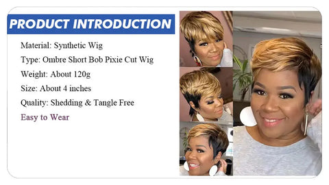 Image of Short Straight Pixie Cut Hair Bob Wig Honey Gold Woman-FrenzyAfricanFashion.com