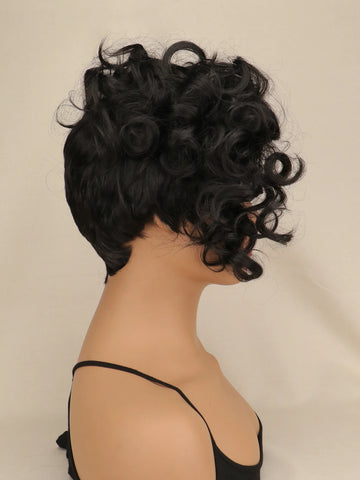 Image of Short Curly Wig Women Short Hair Synthetic Pixie Cut-FrenzyAfricanFashion.com