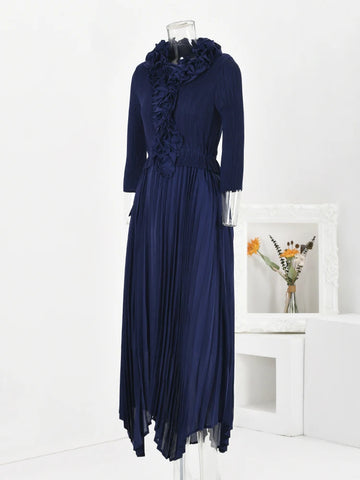 Image of Elegant Party Pleated Irregular Long Dress For Women-FrenzyAfricanFashion.com