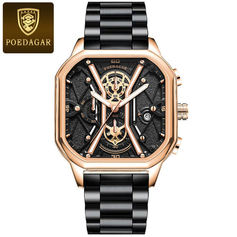 Image of BeniSap Fashion Men Wristwatches Luxury Chronograph Luminous Waterproof Date Man Watch Square-FrenzyAfricanFashion.com