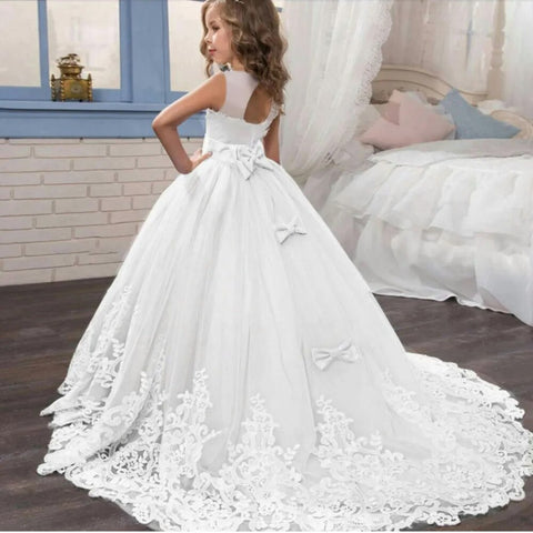 Image of Girls Lace Long Prom Gowns Bridesmaid Kids Dresses-FrenzyAfricanFashion.com