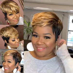 Short Straight Pixie Cut Hair Bob Wig Honey Gold Woman-FrenzyAfricanFashion.com