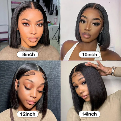 Image of Straight Bob Wig Lace Closure Human Hair-FrenzyAfricanFashion.com