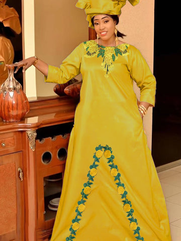 Image of Boubou Bazin Riche Long Dresses For Gambia Women Party Clothing 2023 Top Quality Bazin Riche Dashiki Robe Large Size Bazin-FrenzyAfricanFashion.com