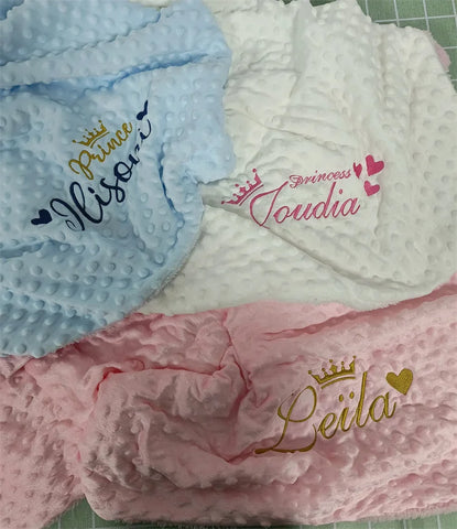 Image of Custom Name Personalized Baby Blanket Swaddle Baby Stroller Bed Crib Sleep Cover Baby Birthday Gift For Newborn Boys and Girls-FrenzyAfricanFashion.com