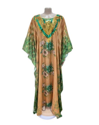 Image of Maxi Dresses Women BouBou Floral Silk Abaya-FrenzyAfricanFashion.com