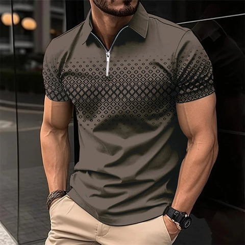 Image of Summer Men Short Sleeve Polo Shirt Fashion 3D T-Shir Lapel Golf Shirt Casual-FrenzyAfricanFashion.com