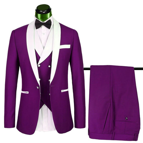 Image of Royalblue Tuexdo 3Pieces Male Suits Slim Fit Groom Wear-FrenzyAfricanFashion.com