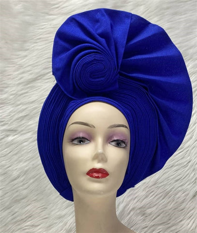 Image of sego gele headtie turbans for women hats for women auto gele headtie already made 2022 aso oke fashion bonnets head wraps-FrenzyAfricanFashion.com