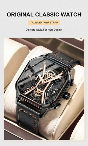 Image of BeniSap Fashion Men Wristwatches Luxury Chronograph Luminous Waterproof Date Man Watch Square-FrenzyAfricanFashion.com