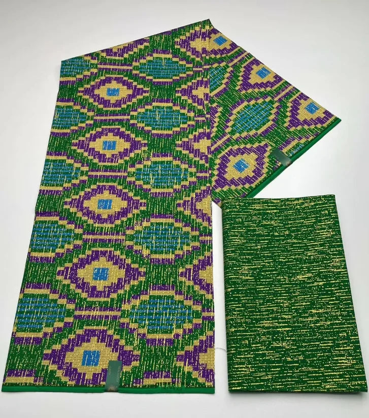 Kente Cotton African Print Wax Fabric 4+2yards Nigeria Ghana Style Sewing Dress Craft DIy-FrenzyAfricanFashion.com