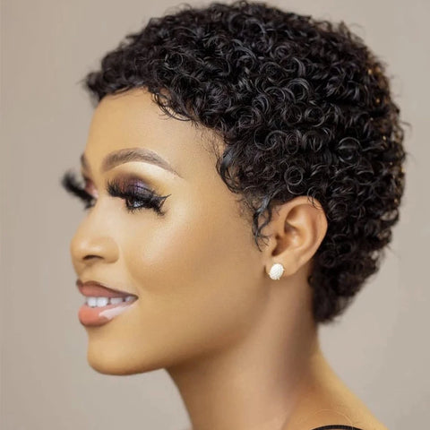 Image of Kinky Curly Wigs Short Wigs Black Women Human Hair-FrenzyAfricanFashion.com