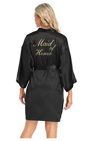 Image of Wedding Bride Bridesmaid Robe Dressing Gown Sexy Women Bathrobe Nightgown Short Sleepwear Casual Flower Kimono Geisha M L XL-FrenzyAfricanFashion.com