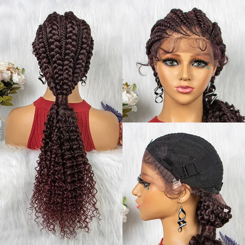 Image of Synthetic Lace Front Cornrow Braids Wigs 28 Inch Double Dutch Braids Handmade Twist Braided Wigs with Baby Hair-FrenzyAfricanFashion.com