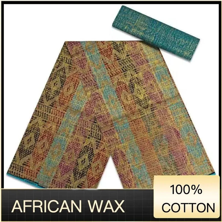 Ankara African Fabric kente gold Real Wax Dress Craft DIY Cotton 4+2yards-FrenzyAfricanFashion.com