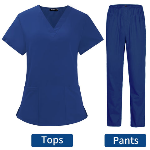 Image of Uniforms Nurse Women Thin and Light Fabric Short Sleeve Medical Clothes Scrubs Nursing Pants Elastic Medical Uniforms for Summer-FrenzyAfricanFashion.com