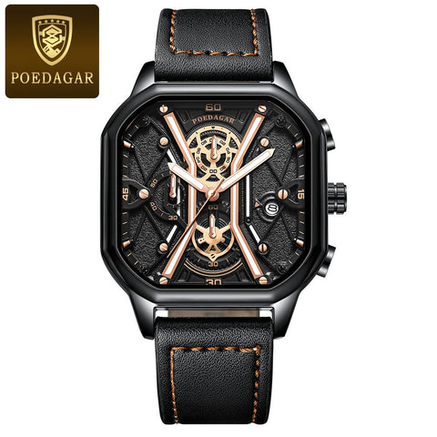 Image of BeniSap Fashion Men Wristwatches Luxury Chronograph Luminous Waterproof Date Man Watch Square-FrenzyAfricanFashion.com