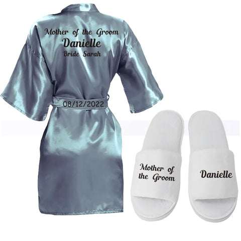 Image of Customized Logo Wedding Bathrobe Faux Silk Bridal Robe Bride Bridesmaid Wedding Robes Woman Bachelorette Hen Party-FrenzyAfricanFashion.com