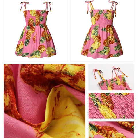 Image of Girls Sleeveless Flower Sundress Summer Beach Strap Princess Dress Cotton Children Clothes girls Casual Dresses-FrenzyAfricanFashion.com