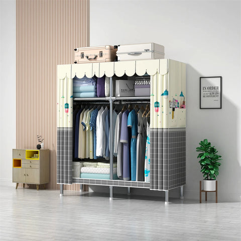 Image of Wardrobe Wardrobe with 23MM Steel Pipe Bedroom Foldable Cloth Wardrobe-FrenzyAfricanFashion.com