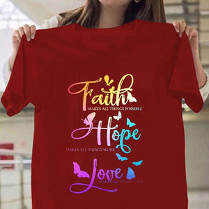 Colorful Faith Love Hope Print Women T Shirt Short Sleeve O Neck Loose Women Tshirt Ladies Tee Shirt Tops Camisetas Mujer-FrenzyAfricanFashion.com